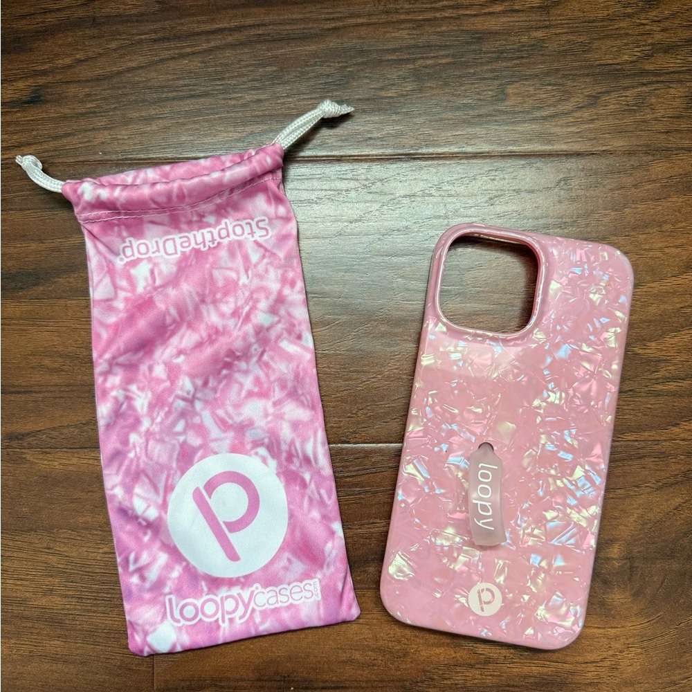 Loopy Case Pink Glittery iPhone Case 13 Pro Max righty